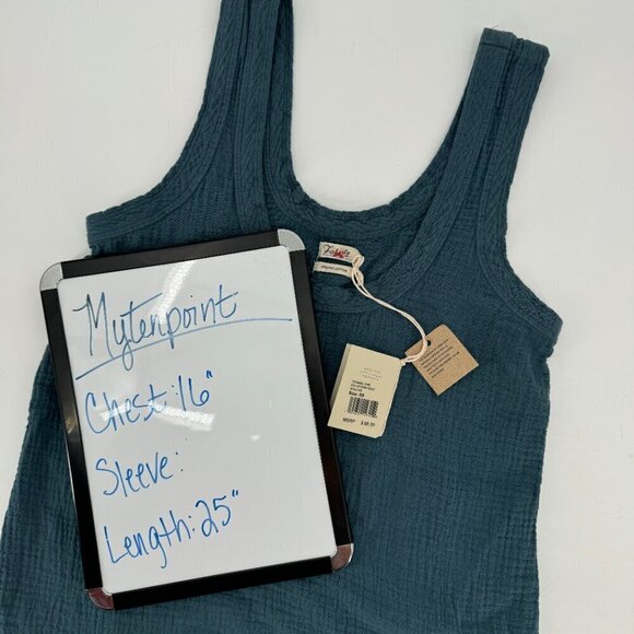 Faherty Topanga Organic Cotton Stormy Sea Blue Gauzy Scoop Neck XS Tank Top NWT - Picture 10 of 10